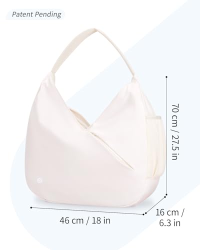 Ceneda Large Gym Bag for Women with Hidden Yoga Mat Holder & Shoe Compartment & Wet Pocket, Sports Duffle Bag for Travel - color: Beige