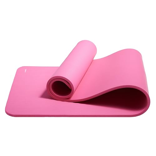 Amazon Basics Extra Thick Exercise Yoga Mat with Carrying Strap - color: Pink, style: 1/2 Inch