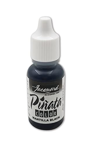 Jacquard Pinata Alcohol Ink - Mantilla Black - Professional and Versatile Ink that Produces Color Saturated and Acid-Free Results - 1/2 Fluid Ounce - Made in The USA - color: Mantilla Black, size: 1/2 fl oz