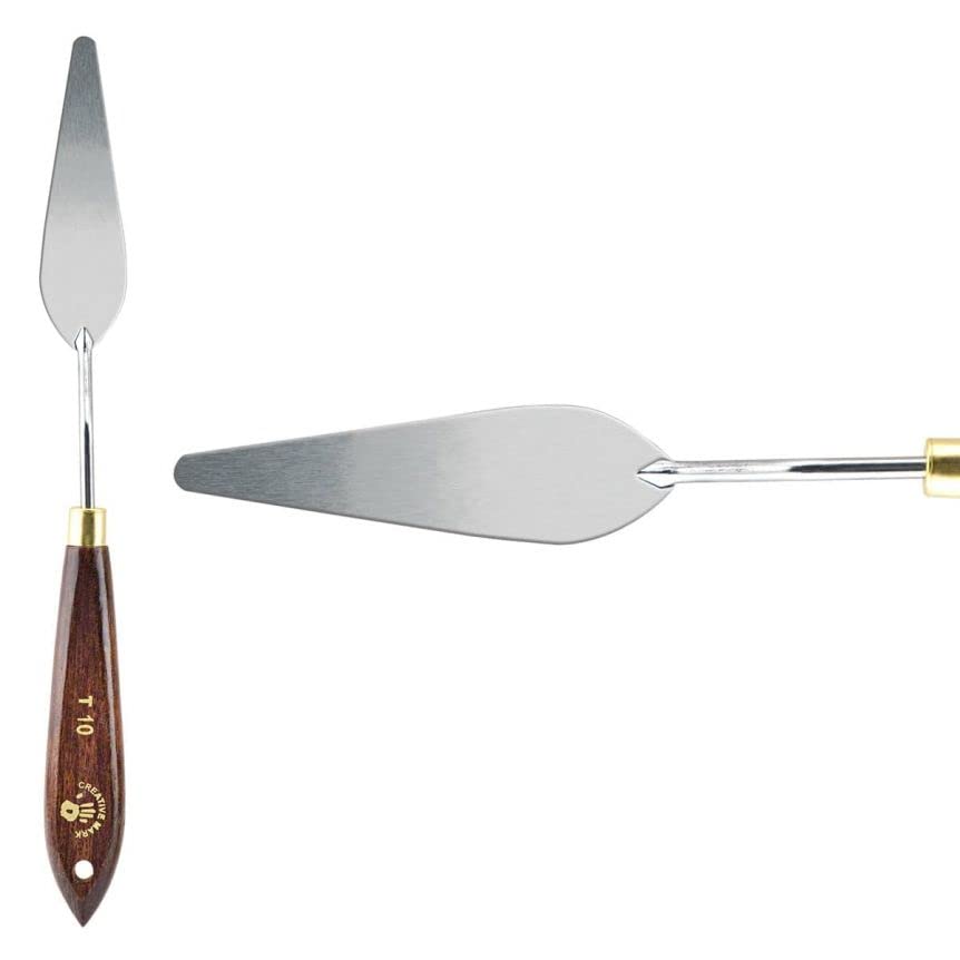 Creative Mark Stainless Steel Palette Knife Painting Tools - Paint Palette with Wooden Handle - Variety of Shapes and Sizes - 10T, 3-1/4 in - color: 10t, size: 3-1/4 in
