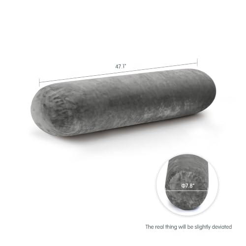 SyMax 7.8"x47" Body Pillow for Adults, Long Round Body Pillow for Adults, Bolster w/Removable Polyester Cover, Headboard Gap Filler Pillow, Dark Grey - color: Dark Grey, size: 47.1 inch