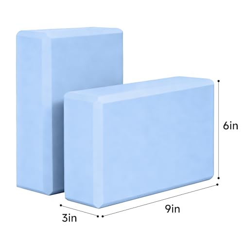 Leikefitness Yoga Blocks 2 Pack,Lightweight-High Density Eva Foam Soft Non-Slip for Yoga, Pilates, Meditation 9"×6"×3" - color: Blue