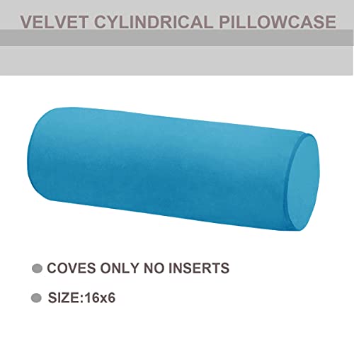Neck Roll Pillowcases Velvet Cylindrical Pillow Covers 16"x6" with Hidden Zipper for House Home Decor Neck Roll Pillow Cervical Neck Roll Memory Pillow Cylinder Round Cushion (Lake Blue, 16x6) - color: Lake Blue