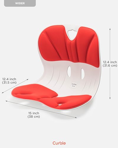 curble Wider – Ergonomic Desk Chair Seat Cushion, Everyday Passive Posture Trainer for Work from Home, Office & Car, Breathable Lumbar Support - color: Red