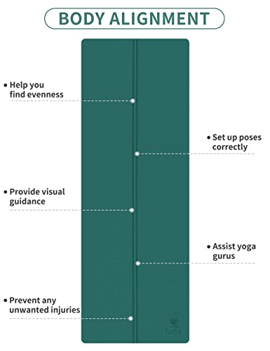 IUGA Yoga Mat Non Slip with Alignment Lines, 72" x 26" Eco Friendly Yoga Mats, 1/4 Inch Thick Yoga Mat with Free Carry Strap