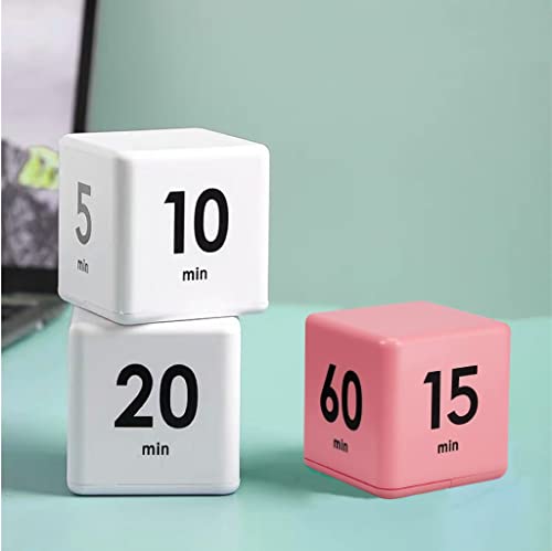 Feilifan Cube Timer, Productivity Flip Timer, Countdown 15-20-30-60 Minute - color: 15-20-30-60min,pink