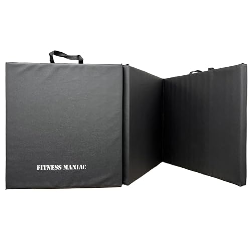 Fitness Maniac New Folding Panel Gymnastics Mat Gym Exercise Yoga Tri Mat Pad Black Exercise Mats USA