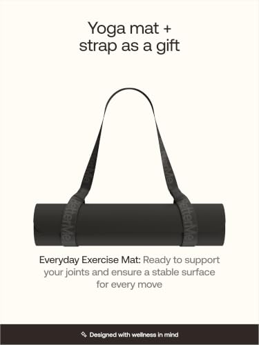 BetterMe Yoga Mat - Non-Slip Exercise Mat for Women - Cushioned Pilates Mat for Home Workouts, Stretching & Hot Yoga - Portable Fitness Mat with Strap - color: Black