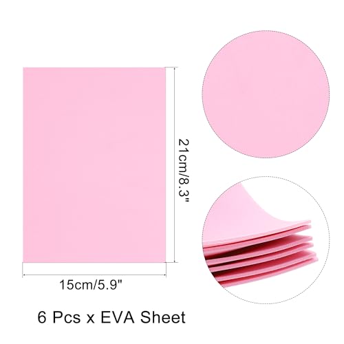 uxcell Pink EVA Foam Sheets, 7.9x5.7in 2mm Thick Handicraft Foam Paper for DIY Craft Projects Art Card Party Decoration, 6 Pcs - color: Pink