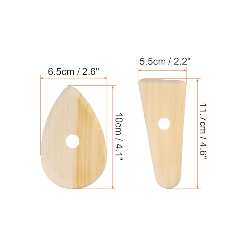 HARFINGTON 2pcs Pottery Ribs 10.3cm 11.7cm Wooden Clay Ceramic Sculpting Tools Set for Finishing Shaping and Smoothing Removing Finger Marks