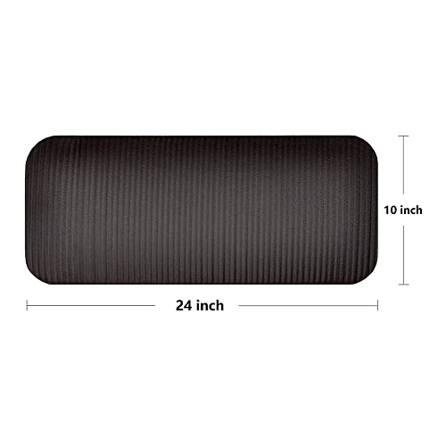 Fitvids All Purpose 1/2-Inch Extra Thick High Density Anti-Tear Exercise Yoga Mat and Knee Pad with Carrying Strap, Multiple Colors - color: Black