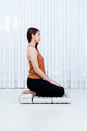 Leewadee Foldable Floor Mattress – 2 in 1 Floor Meditation Mat for Yoga and Relaxation, Seating Futon with Kapok - color: El1 - Blue