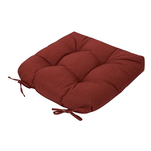 Magpie Fabrics Outdoor Tufted Seat Cushion 19"x19" Set of 2 (Dark Red) - color: Dark Red