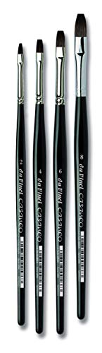 da Vinci Brushes 5898 Casaneo Flat (Sizes 2,4,6,8) Artist Brush Set, Black, 4 - style: Casaneo Flat Set