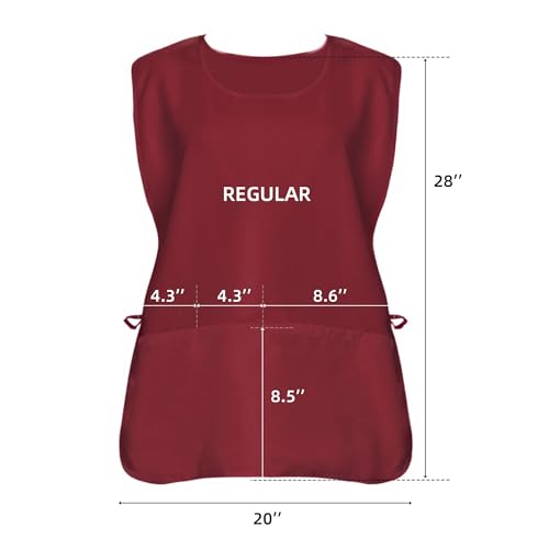 Unisex Cobbler Apron with 3 Deep Pockets, Smock Vest Apron | Multiple colors available, Blank No-Logo, Adjustable Drawstring & Side Ties, Applicable for Cooking, Kitchen,Garden, Cleaning - color: 3 Pack - Red