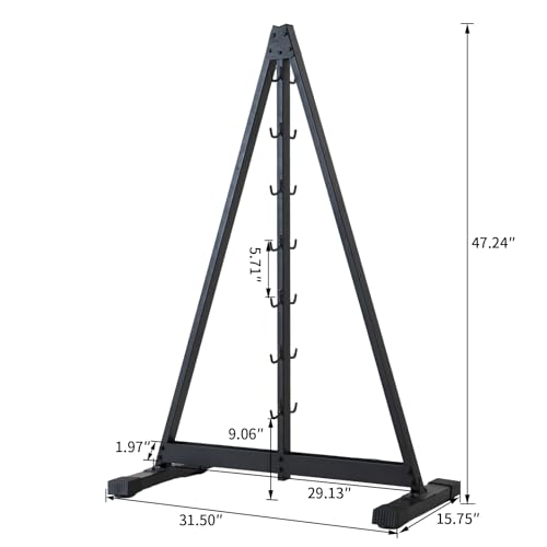 LAT Pulldown Storage,LAT Bar Organizer,LAT Pulldown Attachments.Attachment Storage Rack for Mag Grip - Home Gym Fitness Heavy Duty A-Frame Stand and Gym Wall Storage.(Pay attention to the spacing between hooks when hanging items) - color: Black-AL