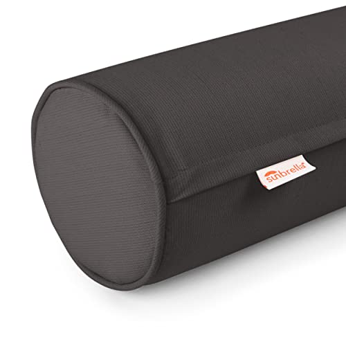 Austin Horn Classics Sunbrella Set of 2 Zippered Neck Bolster Pillow, Made with Sunbrella Fabric, Cylinder Pillows, for Couch & Bed, Decorative Round Throw Pillow, Back & Neck Support (Black) - color: Black, size: Medium