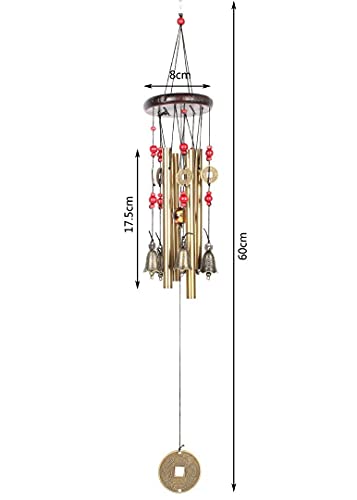 Chinese Traditional Retro 4 Tubes 5 Bells Bronze Yard Garden Outdoor Living Wind Chimes 60cm - size: GuanYin
