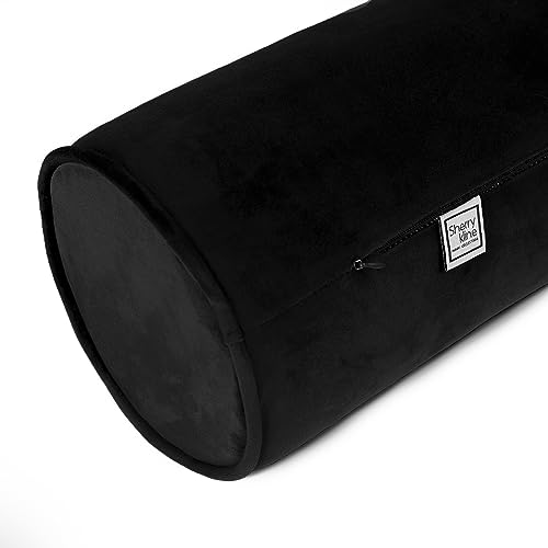 Sherry Kline Velvet Neck Bolster Pillows Set of 2, Plush Velvet Decorative Cylinder Throw Pillows for Couch, Sofa & Bed, Round Accent Pillow, Back & Neck Support, Black, 18" x 6" - color: Black