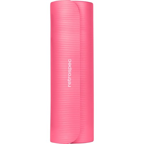 Retrospec Solana Yoga Mat Thick 1/2in Non-Slip Workout Mat with Nylon Strap - 72x24in Exercise Mat for Pilates, Stretching & Fitness - BPA Free, Easy Clean - color: Pink Dahlia