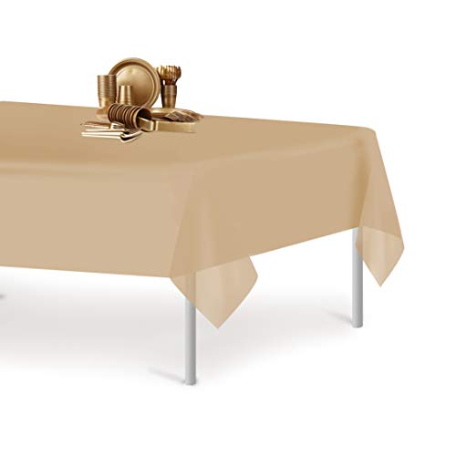 Beige 1 Pack Premium Disposable Plastic Tablecloth 54 Inch. x 108 Inch. Rectangle Table Cover - color: Beige, size: 1 Pack Rectangle