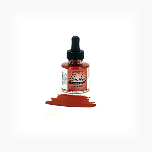 Dr. Ph. Martin's Bombay India Ink (22BY) Ink Bottle, 1.0 oz, Terra Cotta, 1 Bottle