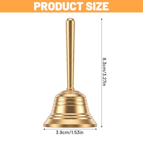 Brass Small Hand Bell for Seniors Bedside 3.27 Inch Dinner Bell for Wedding