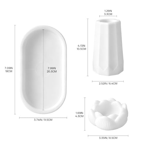 3 Pcs Silicone Resin Molds - Lotus Candle Holder, Tray & Vase Casting Molds | Food-Grade Silicone, for Epoxy Resin, Concrete, DIY Vase, Home Decor, Jewelry Storage, Handmade Gifts - color: 3 Pcs Silicone Resin Molds