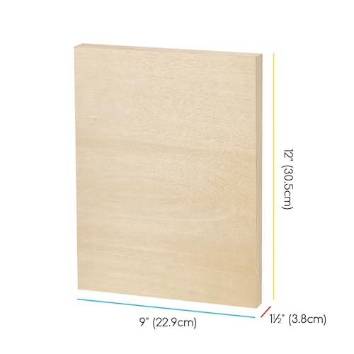 MEEDEN Unfinished Wood Canvas Board:9x12 Canvas Panel Pack of 4 | 1-1/2" Deep Wooden Panel Board, Blank Cradled Wood Art Board for Painting - Rectangle - size: 9"x12"- 4 Pack