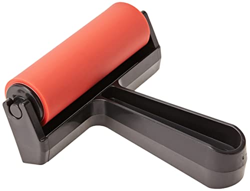 Gel Press Rubber Brayer - for printmaking, Scrapbooking, Paper Crafts, Home Decor & More - 4 Inches, Red & Black - size: 4.0 inch