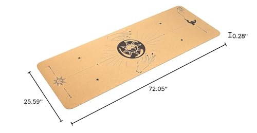 EKE Cork Yoga Mat with body Lines-Non-Slip Sweatproof Surface-100% Recycleable Materials-Eco Friendly-Ideal for Hot Yoga