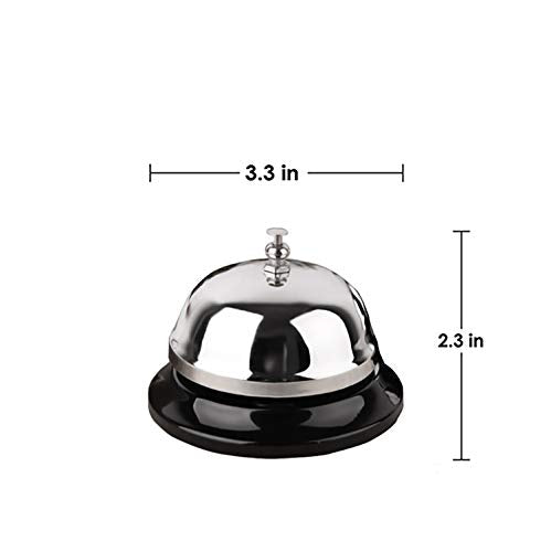 HeeYaa Call Bell 2 Packs 3.3 Inch Diameter with Metal Anti-Rust Construction, Desk Bell for Hotels, Schools, Restaurants, Reception Areas, Hospitals, Warehouses(Silver)