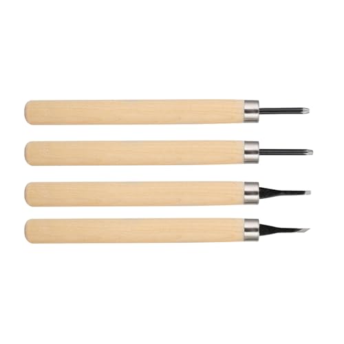 4 Pcs Wood Carving Tools,Rubber Stamp Carving Knife Kit | Manual Wooden Handle and Tool Steel Sharpen Carving Knife for DIY Sculpture Carpentry Beginner & Pro Worker