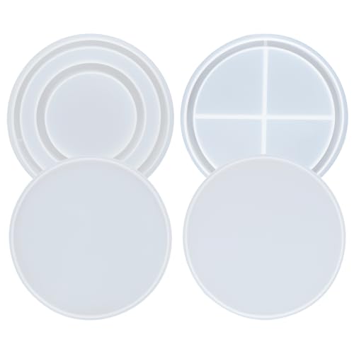 Resin Shaker Molds Set Large Round and Ring Coaster Pack of 3 Epoxy Silicone Trays Precision Tip Applicator Bottle Kit Bundle - color: Circle and Ring Craft Pack of 3