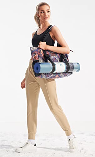 Heathyoga Multi-Functional Yoga Mat Carrier Gym Tote Bag - Large Mat Pocket, Women's Workout Bag - color: Buckle-Totem