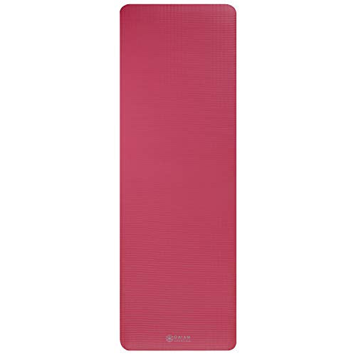 Gaiam Thick Yoga Mat, Exercise & Fitness Mat with Easy-Cinch Carrying Strap - color: Pink, size: 2/5" (10MM)