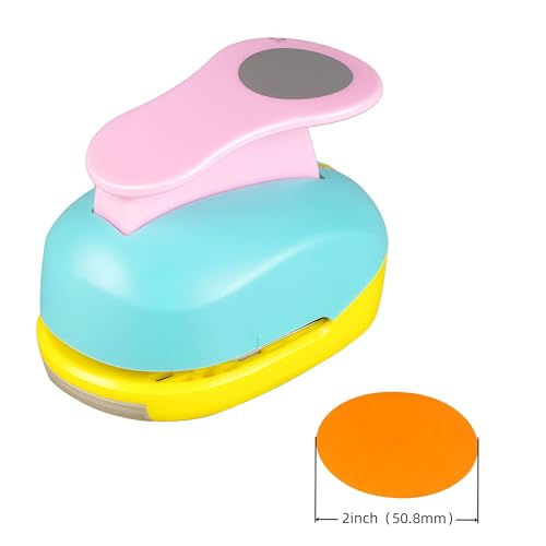 Circle Punch 2 inch Craft Lever Single Hole Shape Lever Punch Handmade Paper Candy Color By Random 2 inch(50.8mm) Circle - color: EVA-Circle-2