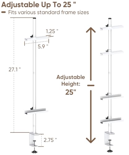 Mondazie Adjustable Tabletop Easel Stand with Clamp for Sign, White | Picture Frame Stand for Display, Table Top Banner Holder for Artwork Photo up to 25’’ H, Art Easel for Home Office, 1 PSC - color: White, size: 27.1'' High - Clamp