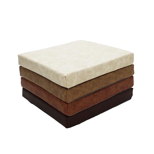 Factory Direct Partners Rustic Kid 15 inch Square Floor Cushions with Handles, Distressed Faux Leather, Flexible Seating for Home, Playroom, Montessori, Daycare, Classroom (4-Piece), 12227-DA - style: Square