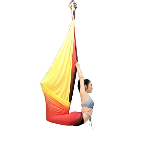 Aerial Yoga Hammock Aerial Pilates Silk Yoga Swing Set Inversion Equipment include daisy Chain, Pose Guide 5.5 yards - color: Blue Sea Color
