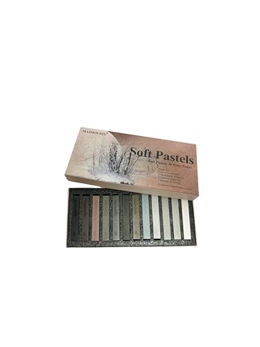 12-Pack Grey Tone Square Soft Pastels&24 Colors Soft Pastel Pencils