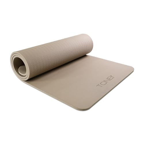 TONE Fitness Hanging Yoga Mat, Pilates Mat, Exercise Mat for Home Workouts with Carry Strap | V Pattern | Multiple Colors - color: Beige