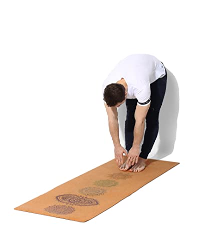 Shakti Warrior Chakra Cork Yoga Mat, Extra Long, 84 x 27 Inch, 2mm Thick
