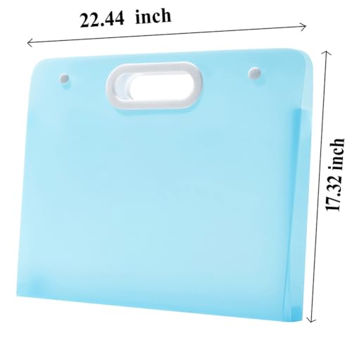 Sohynca Plastic Art Portfolio, Large Art Portfolio with Handles,Waterproof Portfolio Folder for Artwork, Arts Storage Case for Drawing Sketch Photography Poster (Blue 22.44 x 17.32 inch) - size: Blue 22.44 x 17.32 inch