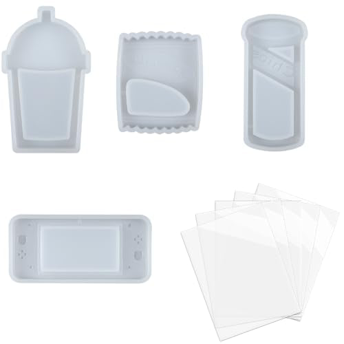 Resin Shaker Molds Set Charms Pendant Jewelry Making Supplies, Drinking Cup, Handheld Game, Chips, Candy 4 Silicone Trays with 5 Seal Films Larger 3inch - color: Charms Pendant Craft 9-Pack