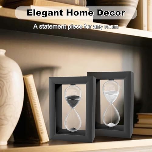 20 Minute Sand Hourglass Timer, Modern Black Wood Sand Clock, Decorative Desktop Hour Glass Sandglass,Reloj De Arena for Office, Home Decor, Kitchen (Black - color: Black Frame, size: 20 minute