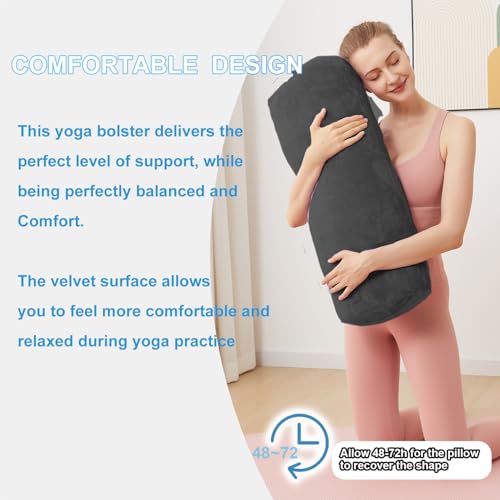 Yoga Bolster Pillow for Restorative & Yin Yoga, Meditation Cushion - color: Black