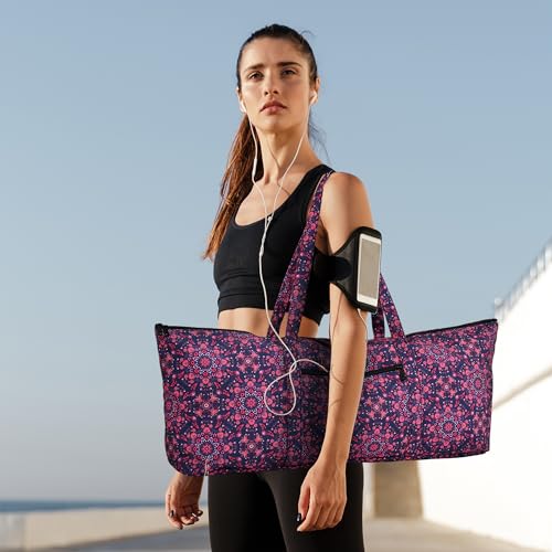 Boulder Bee | Yoga Mat Bag | Large Yoga Mat Carrier with Wet Pocket | Yoga Gifts | Gym Tote Bag for Women - color: Tote-Navy