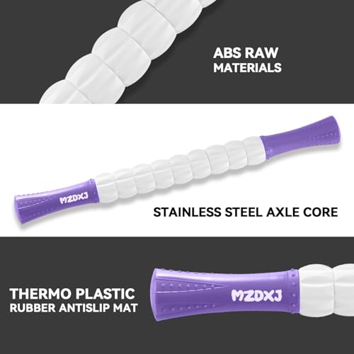 Muscle Roller Massage Roller Stick- Deep Tissue Fascia Blaster for Myofascial Pain Relief, Lymphatic Drainage & Body Sculpting, Handheld Physical Therapy & Recovery Tool (Purple White) - color: Purple White