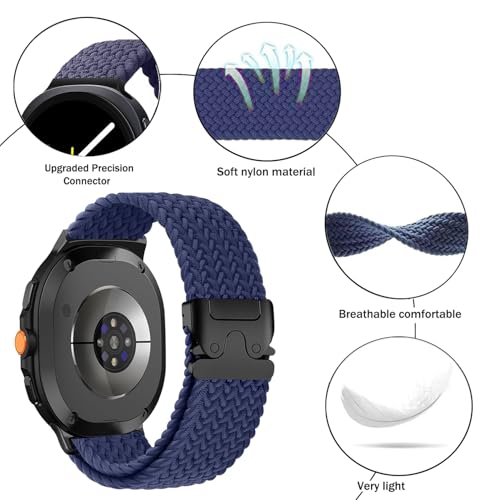 Nylon Braided band Compatible with Samsung Galaxy Watch 8 40mm 44mm, Elastic Band for Galaxy Watch 8 Classic 46mm - color: Dark Blue